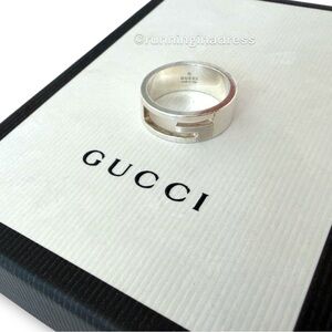 Authentic Gucci G Logo Cut-Out Ring Sterling Silver 925 Vintage Band Size 9